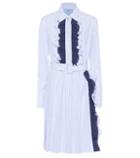 Burberry Ruffle-trimmed Striped Cotton Dress