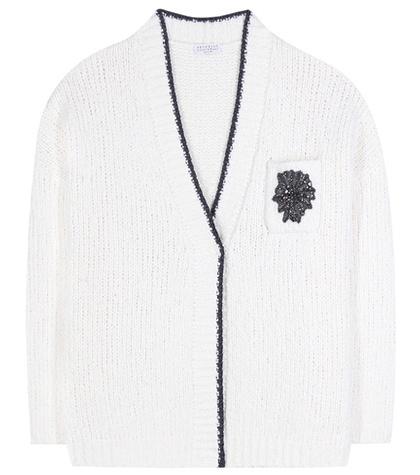 Brunello Cucinelli Wool-blend Embellished Cardigan