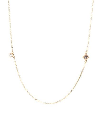 Loren Stewart Square Cut And Round White Sapphire 14kt Yellow Gold Necklace