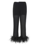Prada Feather-trimmed Silk Trousers