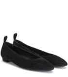 The Row Lady D Suede Ballet Flats