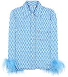 Prada Cotton Shirt With Feather Trim