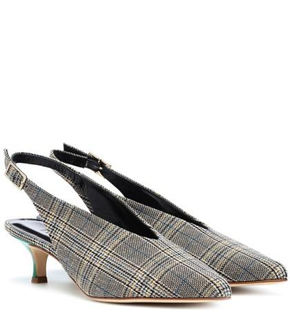 Tibi Lia Plaid Kitten-heel Pumps