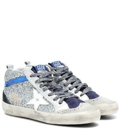 Balmain Mid Star Glitter Sneakers