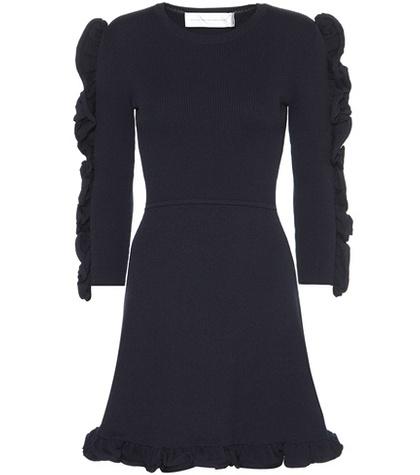 Victoria Victoria Beckham Fitted Ruffle Trim Dress