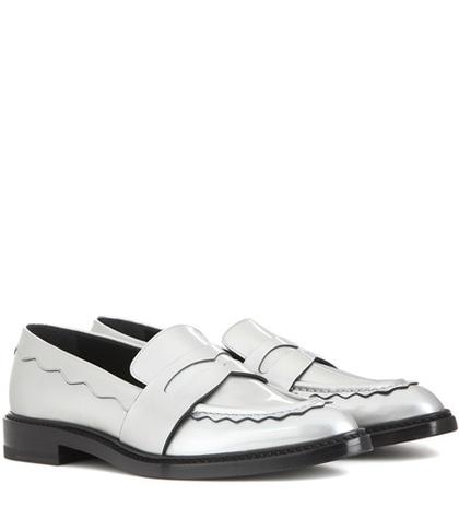 Christopher Kane Pointy Metallic Leather Penny Loafer