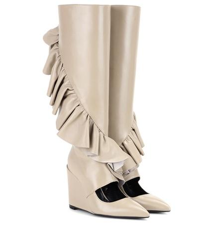 J.w.anderson Ruffle Cutout Leather Wedge Boots