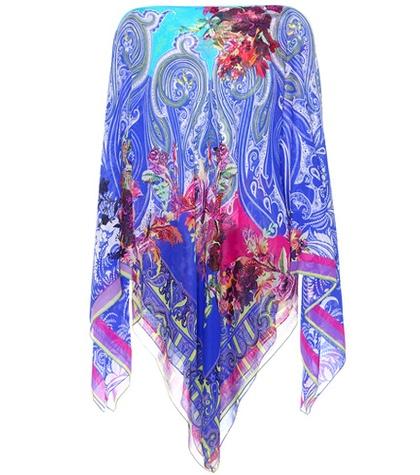 Etro Printed Silk Poncho