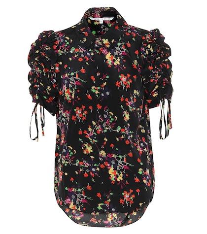 Grlfrnd Carmine Floral Stretch Silk Top