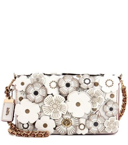 Coach Tea Rose Appliqué Dinky Leather Crossbody Bag