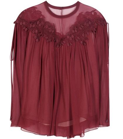 Chlo Lace-trimmed Silk Top