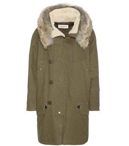 Saint Laurent Cotton Parka With Fur-lined Hood