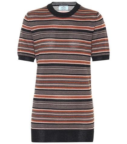 Miu Miu Striped Metallic Wool-blend Sweater