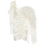 Magda Butrym Tefe Feather Trim Silk-blend Minidress