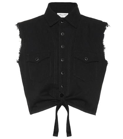 Saint Laurent Sleeveless Cropped Denim Top