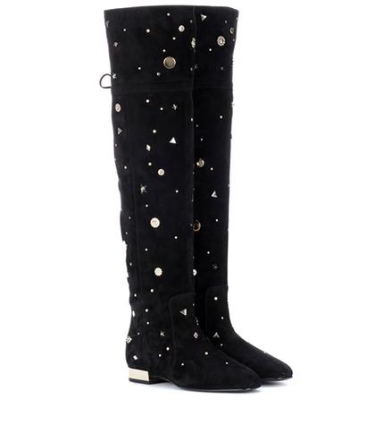 Roger Vivier Embellished Suede Over-the-knee Boots