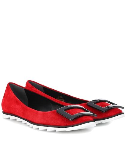 Moncler Genius Viv' Gommette Suede Ballet Flats