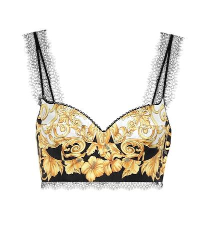 Versace Printed Silk Crop Top