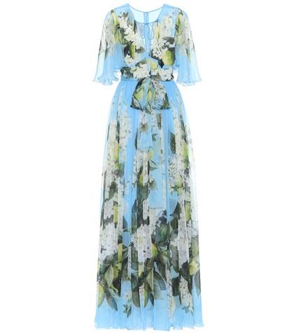 Roger Vivier Floral Silk-chiffon Midi Dress