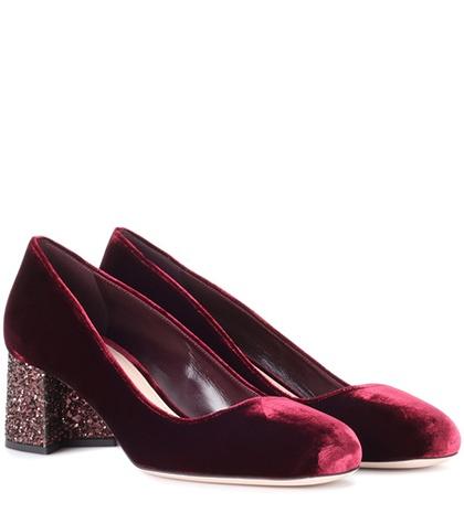 Miu Miu Velvet And Glitter Pumps