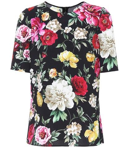 Roger Vivier Floral-printed Crêpe Top