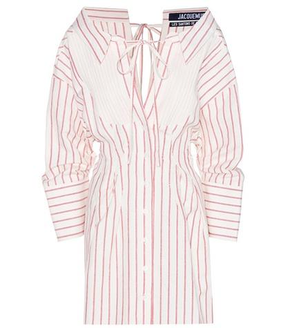 Jacquemus Striped Cotton And Linen Mini Dress
