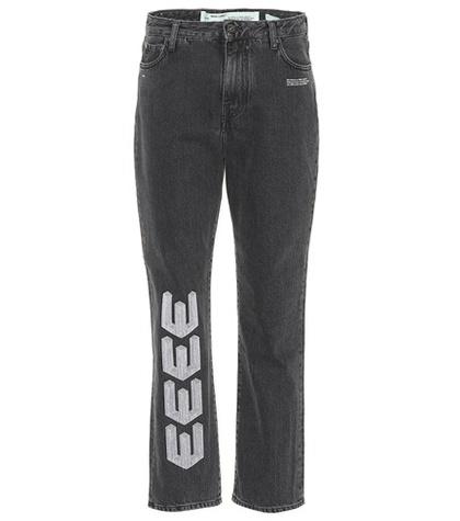 Off-white Embellished Cropped Jeans