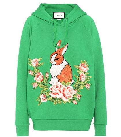 Miu Miu Appliquéd Cotton Hoodie