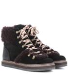 See By Chlo Shearling-trimmed Suede Ankle Boots