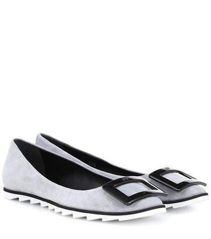 Roger Vivier Viv' Gommette Suede Ballet Flats