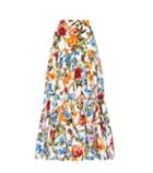 Roger Vivier Tiered Floral Cotton Skirt