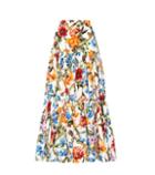 Roger Vivier Tiered Floral Cotton Skirt