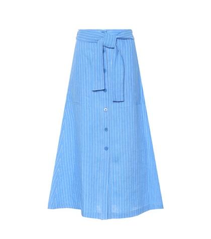 Diane Von Furstenberg Striped Linen Tie-waist Skirt
