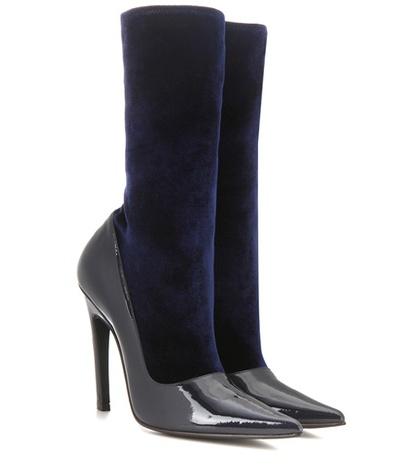 Balenciaga Velvet And Patent Leather Boots