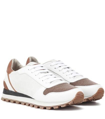 Prada Colorblocked Leather Sneakers