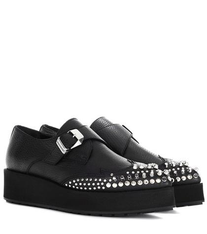 Mcq Alexander Mcqueen Black Manor Creeper Monkstraps Leather Shoes