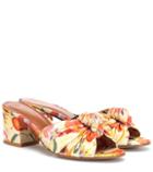 Etro Printed Satin And Leather Sandals