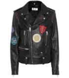 Saint Laurent Leather Biker Jacket With Appliqués