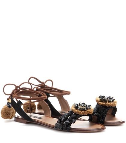Dolce & Gabbana Raffia And Suede Sandals
