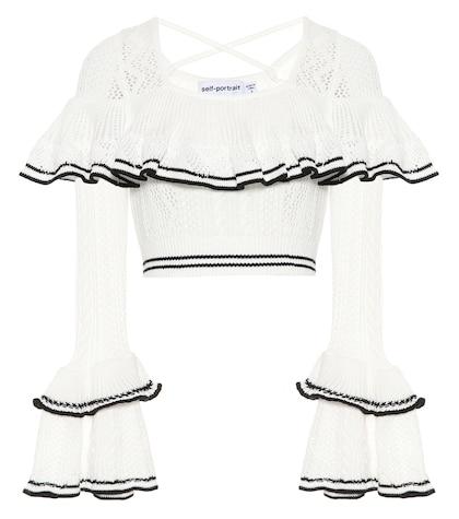 Self-portrait Knitted Cotton Top