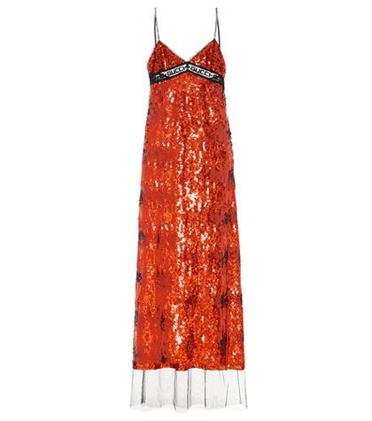Gucci Logo-trimmed Sequin Dress