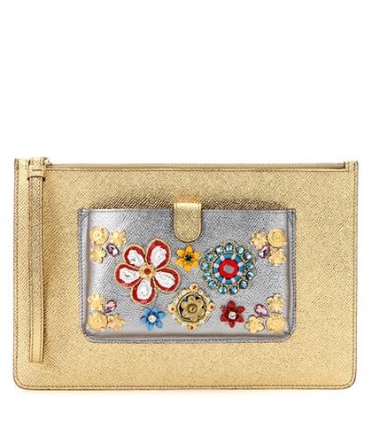 Dolce & Gabbana Exclusive To Mytheresa.com – Embellished Metallic Leather Clutch