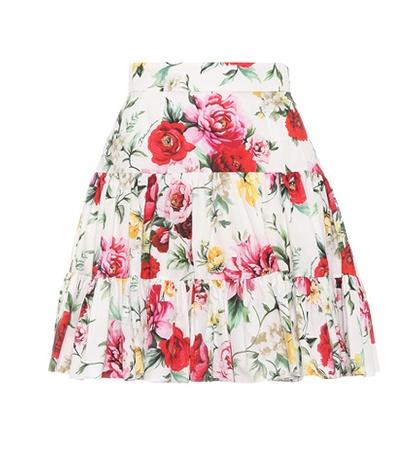 Roger Vivier Floral-printed Cotton Skirt