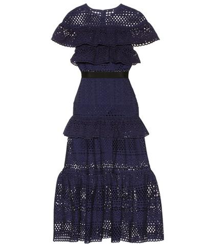 Self-portrait Floral Broderie Cotton Midi Dress