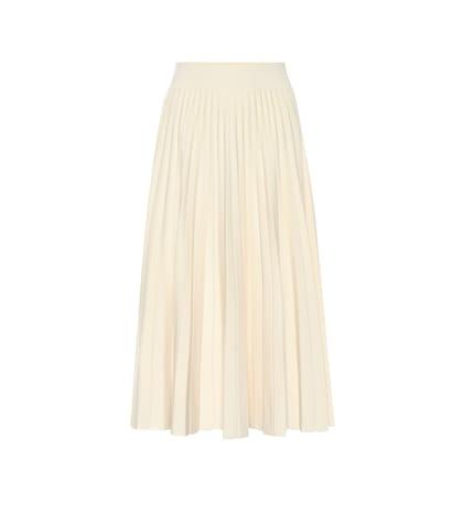 Polo Ralph Lauren Pleated Wool Knit Midi Skirt