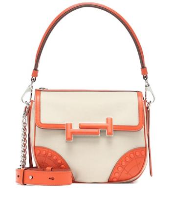 Gucci Kids Double T Leather-trimmed Shoulder Bag