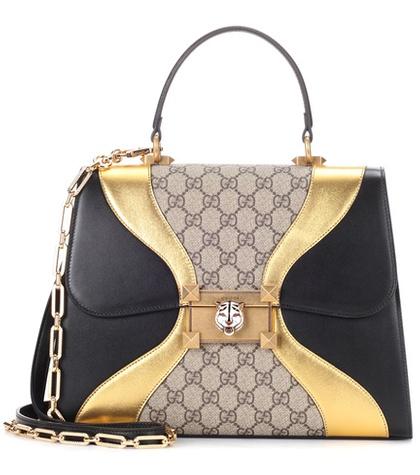Gucci Linear G Feline Leather Tote