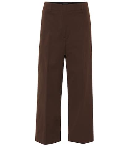 Prada High-rise Wide-leg Cotton Pants
