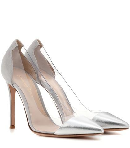Gianvito Rossi Plexi Metallic Leather, Suede And Transparent Pumps