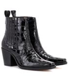 Ganni Callie Embossed-leather Ankle Boots